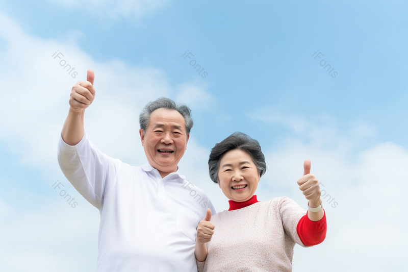 老年夫妇户外点赞实拍摄影图,高清,摄影图,摄影图片,图片大全,摄影图免费下载